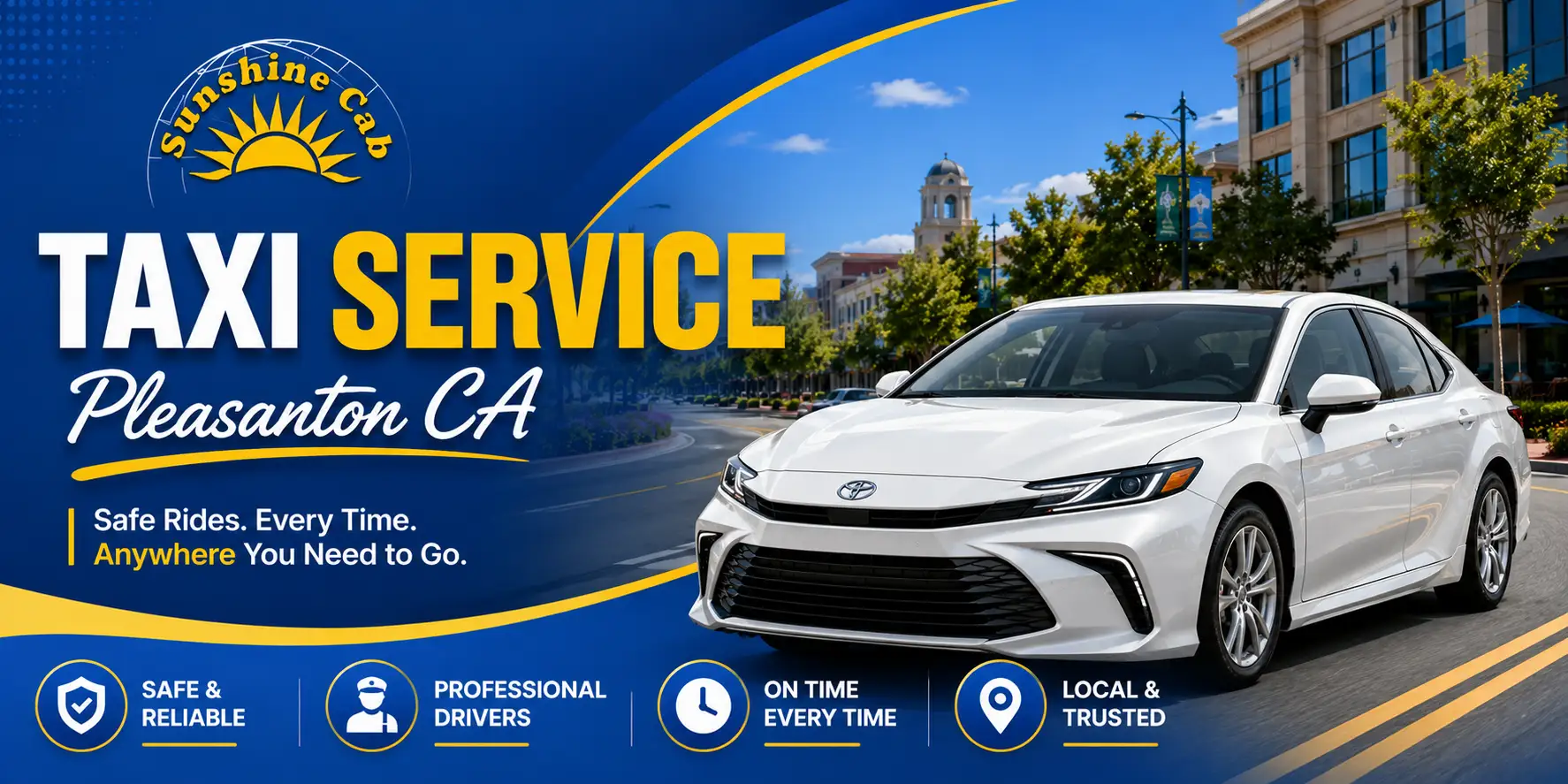 Taxi Service Pleasanton CA offering comfortable rides for visitors exploring the city