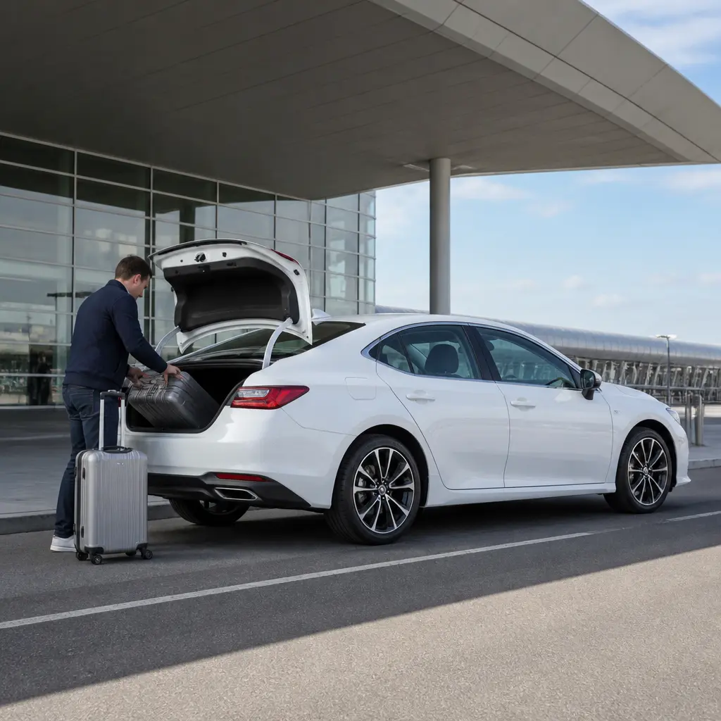 Taxi pickup with luggage for airport travel in Lathrop, CA