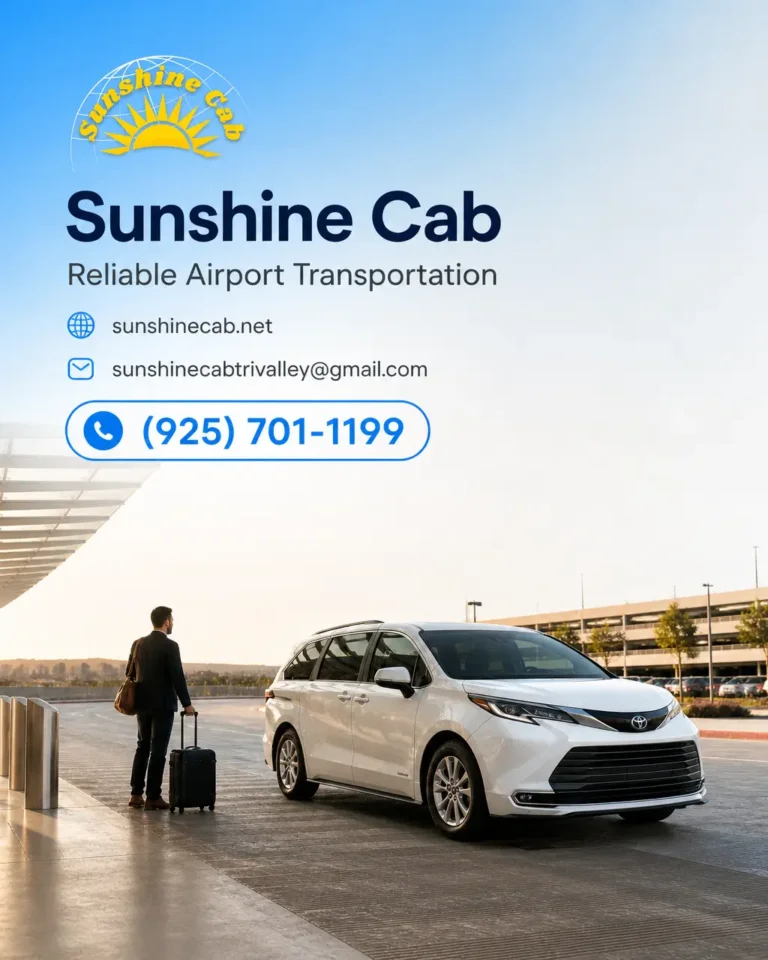 White taxi and rental car concept for Bay Area airport transportation comparison