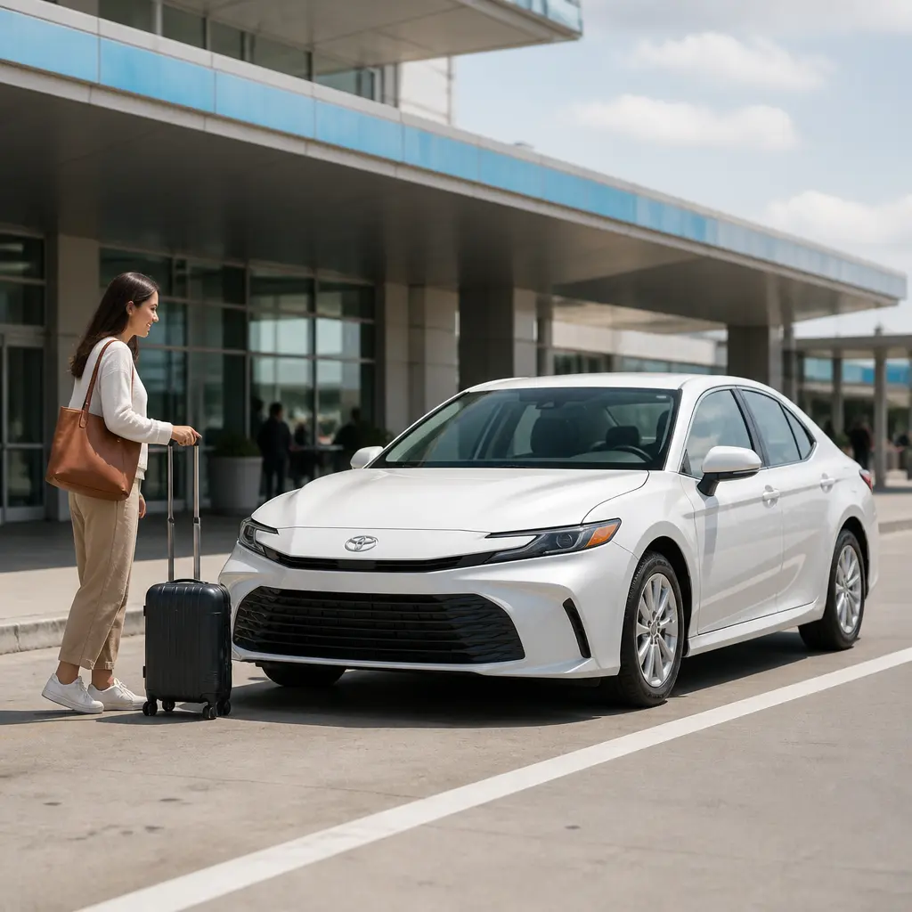 Taxi pickup for airport transfer with luggage